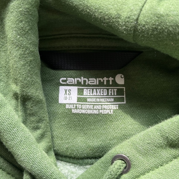 Green Carhartt Fleece Hoodie Size XS Relaxed fit - Picture 2 of 3